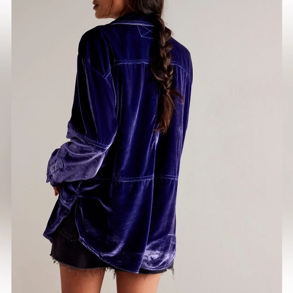 Free People We the Free Peyton Velvet Pullover Top in First Pace NWOT - Picture 2 of 8